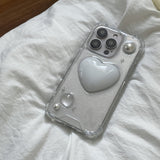 [made]ホワイトパールハートver.レジンスマホケース