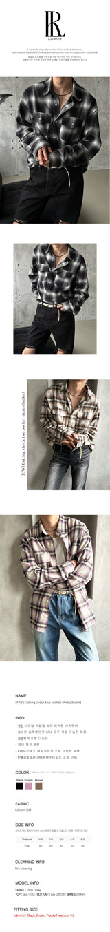 [F/W] Cutting check two pocket shirts (3color)