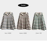 Cog color Dangara collar long sleeve tee 