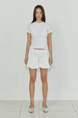 BUBBLE HEM SHORTS / IVORY