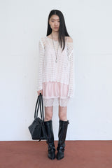 Wave Lace Pattern Knit (White)