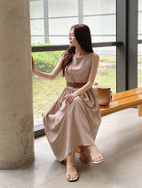 ケッズ ノースリーブ フレア ロングワンピース (Belt Set)