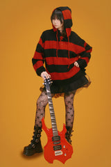 funky striped knit hood (2color)