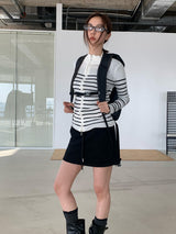 Stand Collar Stripe Long Sleeve Zip-Up