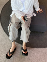 Non collar linen shirt 2C