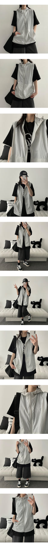 MoN Summer Windbreaker Nylon Hooded Vest Jumper