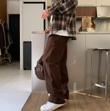 レビオダブルニーバックバンディングセミワイドコットンパンツ