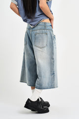 Mer Washed Denim Bermuda Pants