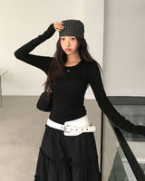 マロンレイヤードスタイルキャミソールセットロングスリーブTシャツ