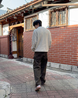 Popping collar knit (Beige)