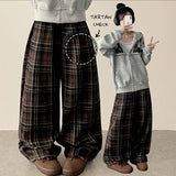Condo tartan check banding wide pants
