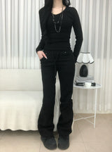 シルバースタッドブーツカットパンツ