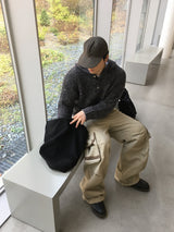 No.1496 alpaca button hood KNIT (3color)