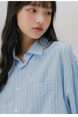 ツー ポケット ストライプ シャツ (LIGHT BLUE)