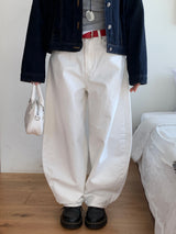 Mild Back Lace-Up Corset Balloon Wide Pants
