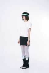 カーブドレーストリムミニスカート (BLACK)