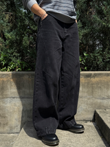 Cut line reverse denim pants