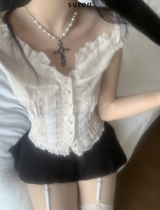 Sindy lace button blouse