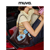 muva. 本革 ホーボー 大容量 通勤 2WAY ショルダーバッグ
