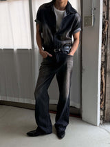 Cool ever oil washing slit flare pants(2color)