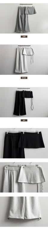 Elo String Wrap Skirt Banded Waist Pants Set
