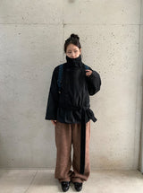 Rimlo Belt Double Button High Neck Coat