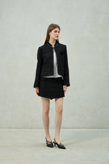 AGLOW TWEED SKIRT PANTS / BLACK