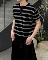 Diron Striped Henley Knit