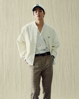 Stranger Regular Fit Embroidery Wool Varsity Jacket (Cream)