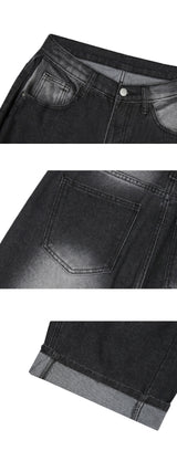 ノアールサイドピンタックデニムパンツ (black)