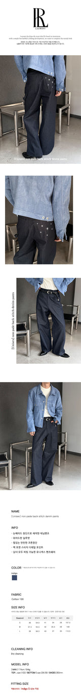 [Unisex] non pade バックステッチ デニムパンツ