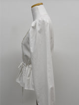 Cello V-Neck Shirred Blouse