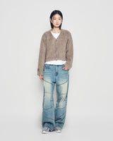 25FW WOMAN Vネッククロップソリッドカーディガン ココア