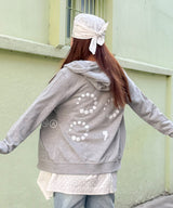 ローディングクローバーシンボルフーデッドジップアップ [GREY]