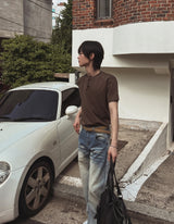 Exing Fading Washing Denim Pants