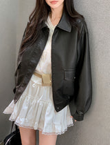 #LV Vintage Black Leather Jacket 