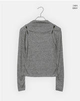 ぺウルシャスリットモックネックロングスリーブT
