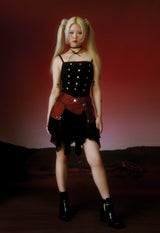  STUDDED GODET DRESS (BLACK)