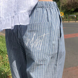 Best Fit 🔥 [#made/Summer🌴/Same-day shipping🚚] Arcade waistband loose fit ワイドストライプ ロングパンツ コットンパンツ 3 colors Airport look/Travel look