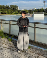 Angle Knit Zip-up with Hand Warmers