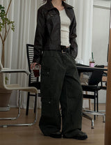 Vintage crop leather jacket