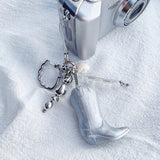 Silver Boots Pendant Keyring Charm with Strap