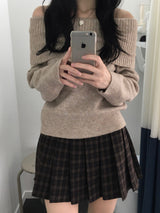 Uni Off-Shoulder Knitwear (4 colors)