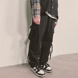 strap elastic pants_black