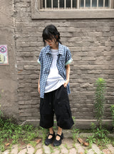 [unisex] Module Loose-Fit Check Short Sleeve Shirt