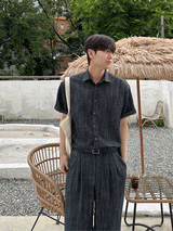 Olin linen indigo half shirts