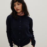 Round Neck Sweater Cardigan Navy
