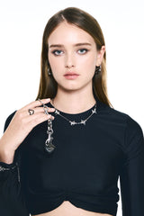 NO.609 [BLACK] SPIKY HEART KEY RING