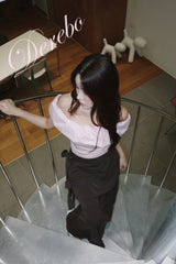 unbalanced side strap casual long skirt