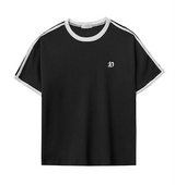 タニエンブロイダリーパターンワッフルトラックボクシーフィット半袖Tシャツ